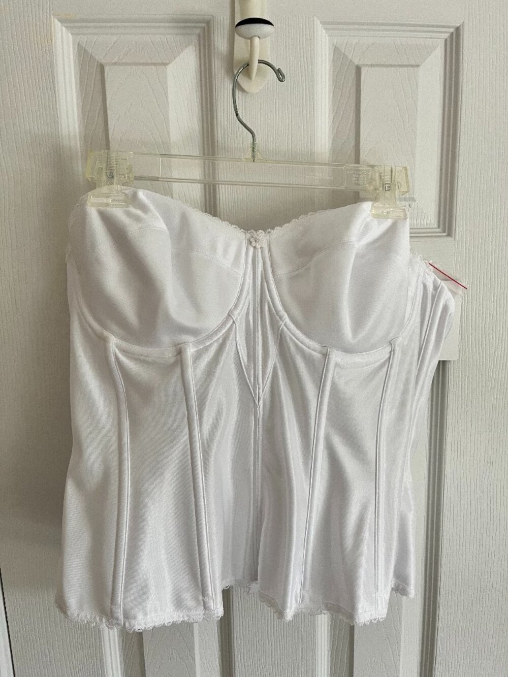 Dominique White Satin Torsolette - Size 38D